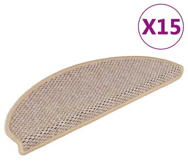 Samoprzylepne nakÅadki na schody, 15 szt., 65x21x4 cm, beÅ¼owe