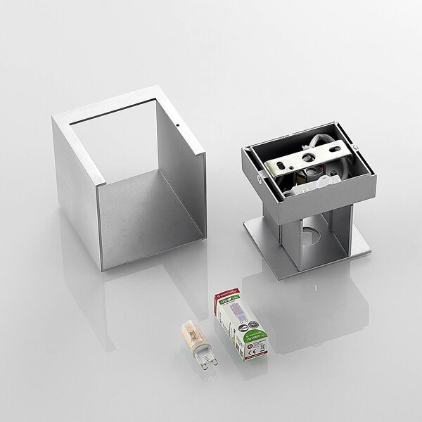 Kinkiet Zuzana Arcchio, możliwość ściemniania, aluminiowy / szary / cynkowy, salon / jadalnia, aluminium, nowoczesny