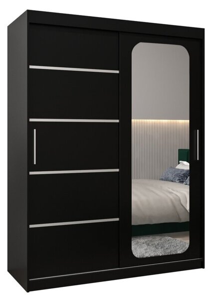 Szafa przesuwna garderoba Promo V2 150 wys. 200 cm czarny + czarny