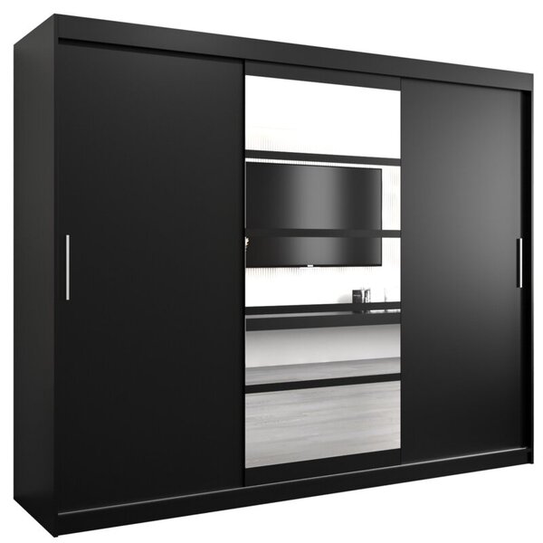 Szafa przesuwna garderoba Roma 1 250 wys. 200 cm czarny + czarny