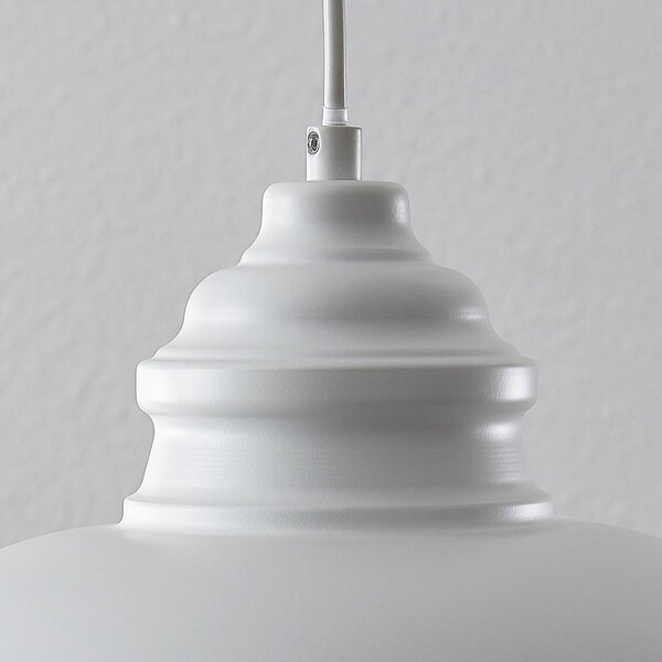 Lampa wisząca Cliona Lindby, możliwość ściemniania, biały / opal, salon / jadalnia, metal, vintage