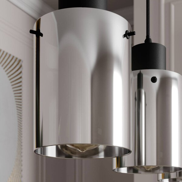 Lampa wisząca szklana Kourtney Lindby, możliwość ściemniania, czarny, salon / jadalnia, nowoczesny
