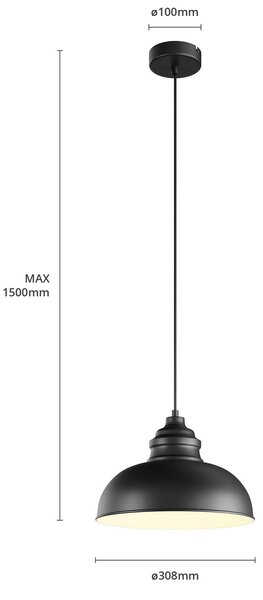 Lampa wisząca Cliona Lindby, możliwość ściemniania, czarny, salon / jadalnia, metal, nowoczesny