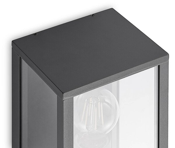 Kinkiet zewnętrzny Peldar Lindby, możliwość ściemniania, czarny, aluminium, nowoczesny