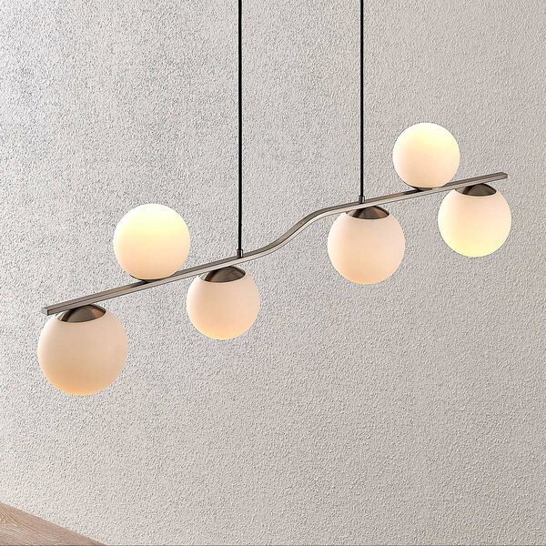 Lampa wisząca Avalyn Lindby, możliwość ściemniania, aluminiowy / szary / cynkowy, salon / jadalnia, szkło, nowoczesny