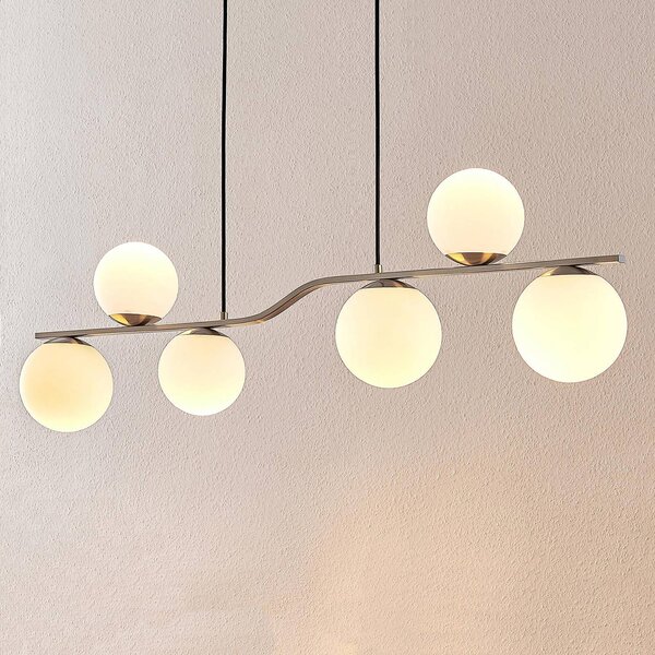 Lampa wisząca Avalyn Lindby, możliwość ściemniania, aluminiowy / szary / cynkowy, salon / jadalnia, szkło, nowoczesny