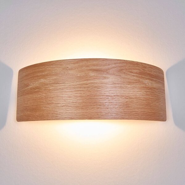 Kinkiet Rafailia Lindby, ciemne drewno, salon / jadalnia, drewno, dworkowy / rustykalny