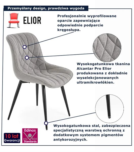 Pikowane szare krzesło welurowe C8-S39