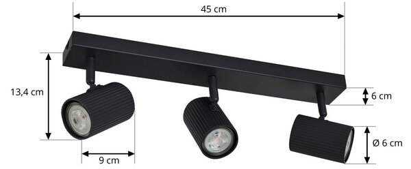 Reflektor sufitowy Lindby Kardis, ciemnoszary, 3-punktowy, metalowy, GU10 Kardis Lindby, możliwość ściemniania, aluminiowy / szary / cynkowy, przedpokój, aluminium, nowoczesny