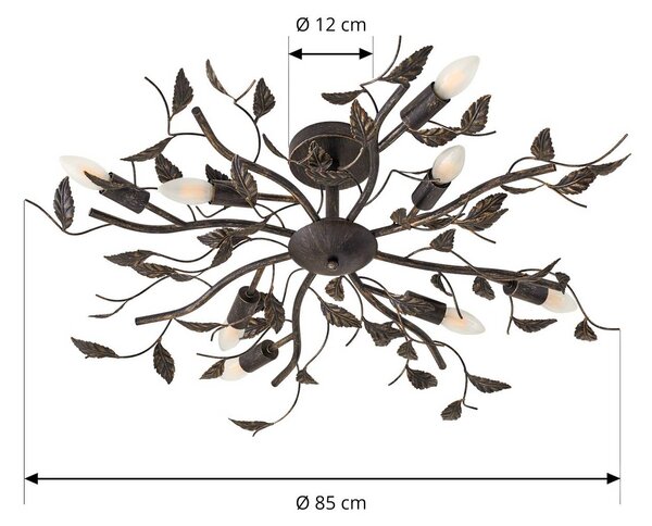 Lampa sufitowa Yos Lindby, możliwość ściemniania, czarny, sypialnia, metal, florentyński