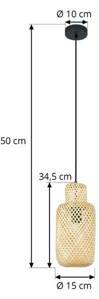 Lampa wisząca Venora Lindby, możliwość ściemniania, jasne drewno, salon / jadalnia, bambus, dworkowy / rustykalny