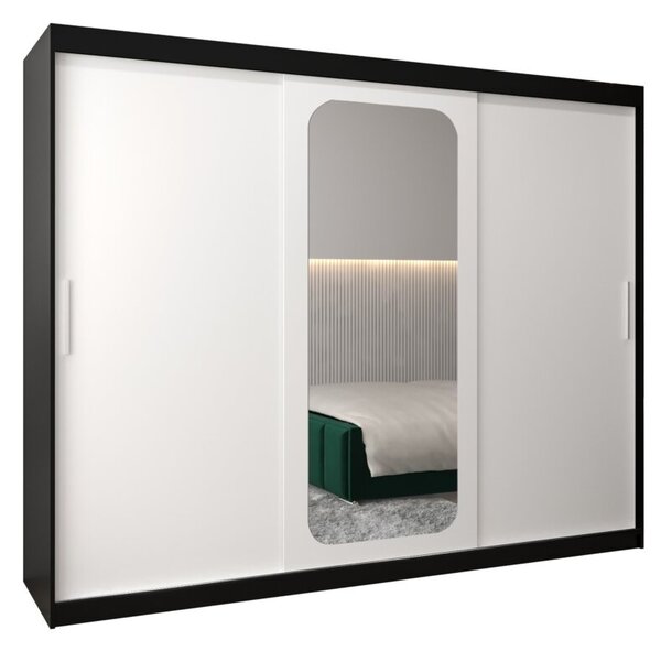 Szafa przesuwna garderoba Promo T2 250 wys. 200 cm czarny + czarny