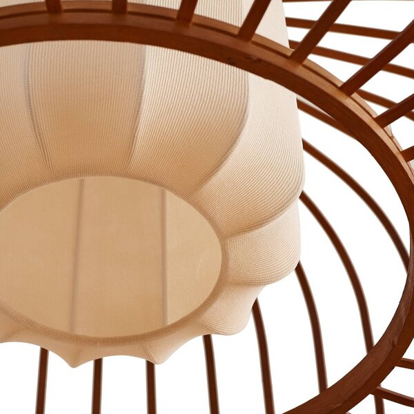 Lampa wisząca Davella Lindby, możliwość ściemniania, ciemne drewno, salon / jadalnia, bambus, skandynawski