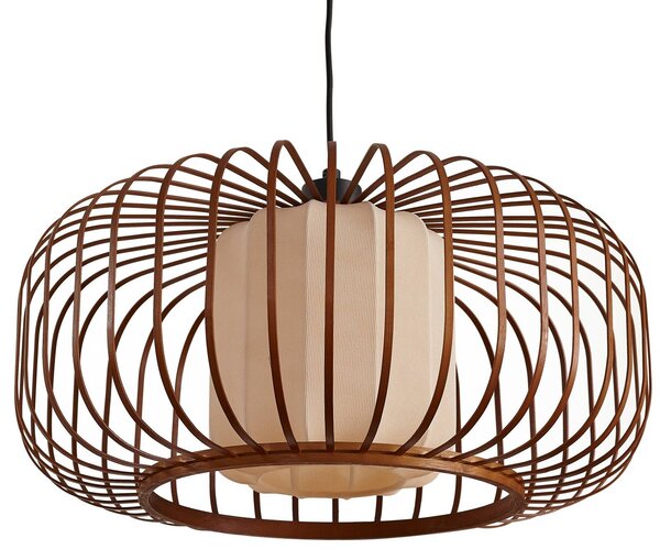 Lampa wisząca Davella Lindby, możliwość ściemniania, ciemne drewno, salon / jadalnia, bambus, skandynawski