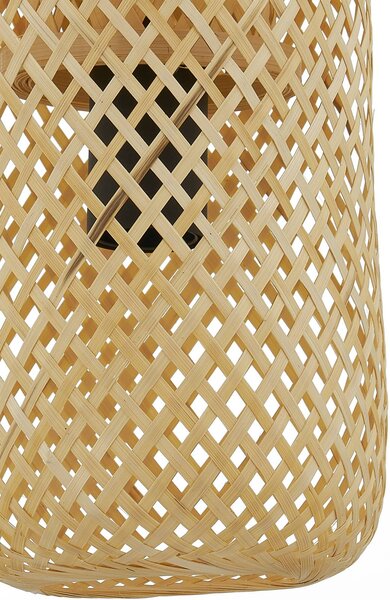 Lampa wisząca Venora Lindby, możliwość ściemniania, jasne drewno, salon / jadalnia, bambus, dworkowy / rustykalny