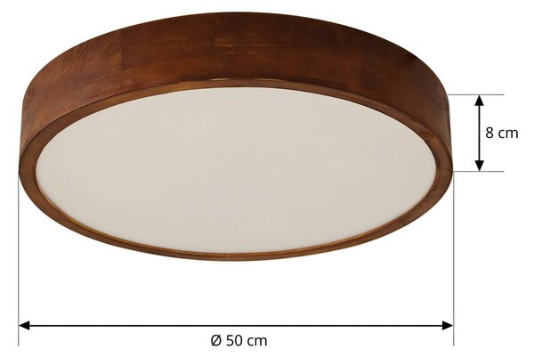 Lampa sufitowa Tanju Lindby, możliwość ściemniania, ciemne drewno, salon / jadalnia, drewno