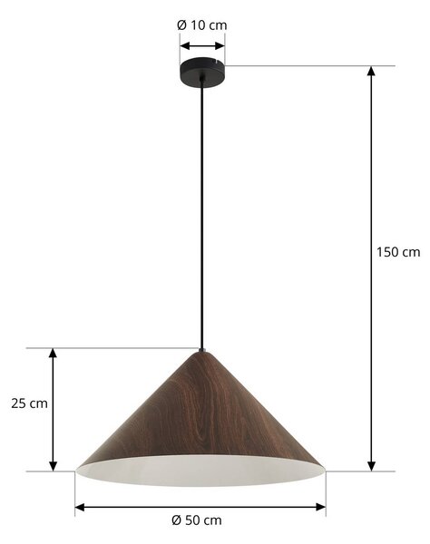 Lampa wisząca Clarine Lindby, możliwość ściemniania, ciemne drewno, salon / jadalnia, metal, nowoczesny