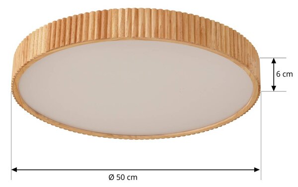 Lampa sufitowa LED Velua Lindby, możliwość ściemniania, jasne drewno, salon / jadalnia, drewno, nowoczesny