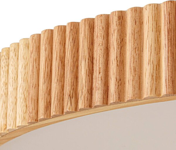 Lampa sufitowa LED Velua Lindby, możliwość ściemniania, jasne drewno, salon / jadalnia, drewno, nowoczesny