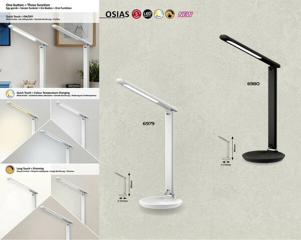 Rabalux 6980 lampa stołowa LED Osias, czarny