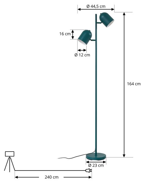 Lampa stojąca Isara Lindby, zielony, salon / jadalnia, metal, nowoczesny