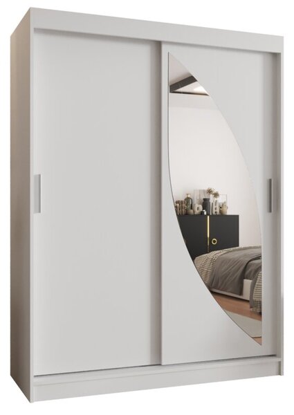 Szafa przesuwna z lustrem garderoba Milo 150 wys. 200 cm biaÅy