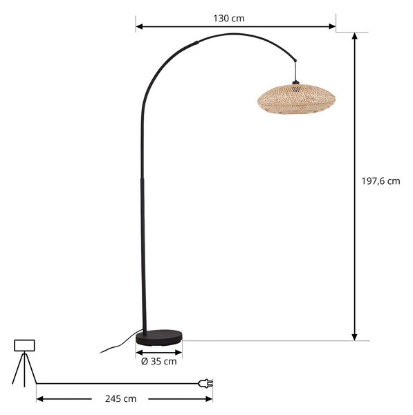 Lampa stojąca Solvian Lindby, czarny, salon / jadalnia, metal, nowoczesny