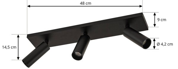 Arcchio Reflektor sufitowy Brinja Slim, czarny, 3-punktowy GU10 MR11 Slim Arcchio, możliwość ściemniania, czarny, przedpokój, aluminium, nowoczesny