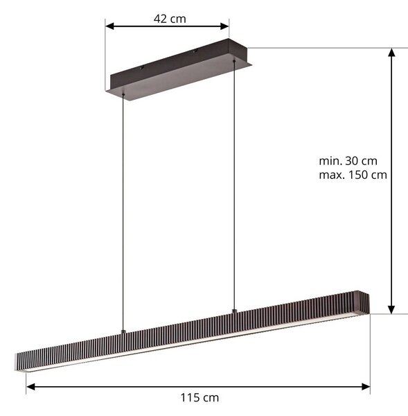 Lampa wisząca Emara Lucande, możliwość ściemniania, ciemne drewno, salon / jadalnia, drewno, design