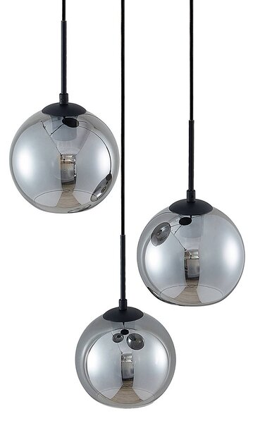 Lampa wisząca Jurian Lindby, możliwość ściemniania, aluminiowy / szary / cynkowy, salon / jadalnia, szkło, nowoczesny