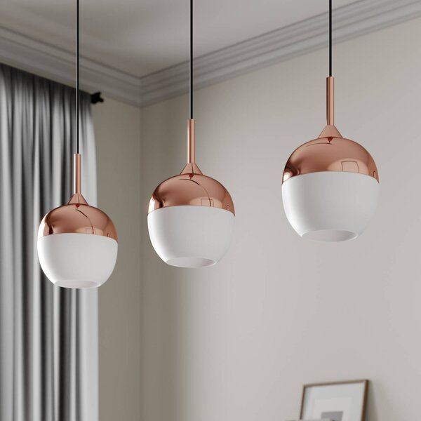 Lampa wisząca szklana Rangina Lindby, możliwość ściemniania, miedziany, salon / jadalnia, szkło, nowoczesny