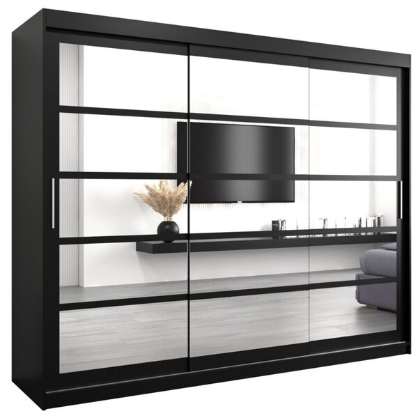 Szafa przesuwna garderoba Roma 2 250 wys. 200 cm czarny + czarny