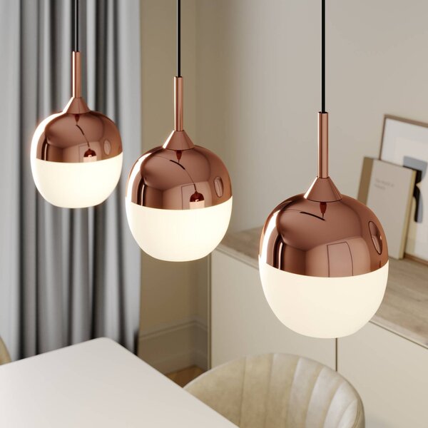 Lampa wisząca szklana Rangina Lindby, możliwość ściemniania, miedziany, salon / jadalnia, szkło, nowoczesny