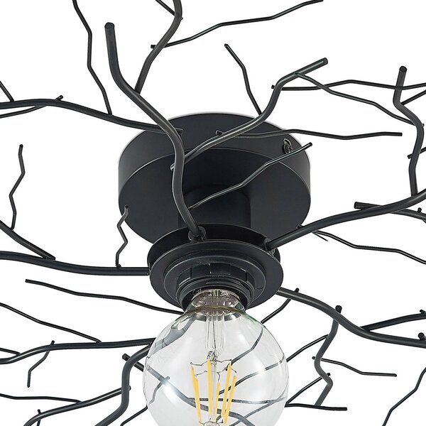 Lampa sufitowa Vetki Lindby, możliwość ściemniania, czarny, salon / jadalnia, metal, nowoczesny
