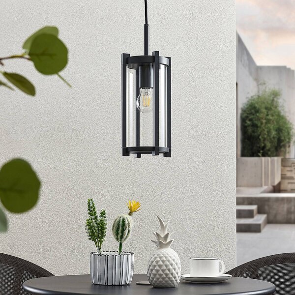 Lampa wisząca zewnętrzna Lucande Brienne, antracyt, aluminium, Ø 15 cm Brienne Lucande, możliwość ściemniania, aluminiowy / szary / cynkowy, aluminium, nowoczesny