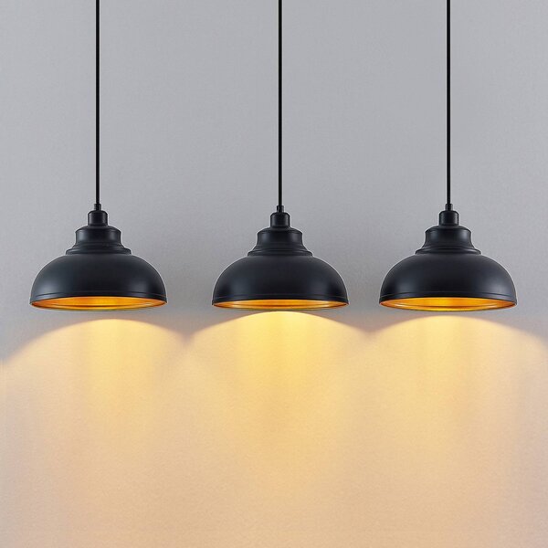 Lampa wisząca Emna Lindby, możliwość ściemniania, czarny, salon / jadalnia, metal, vintage