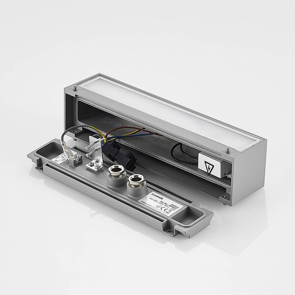 Kinkiet zewnętrzny LED Lengo Lucande, aluminiowy / szary / cynkowy, aluminium, nowoczesny