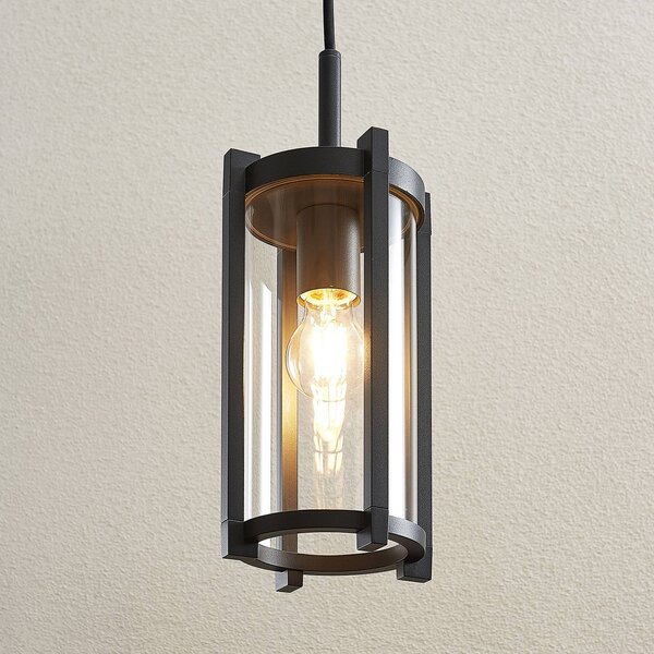 Lampa wisząca zewnętrzna Lucande Brienne, antracyt, aluminium, Ø 15 cm Brienne Lucande, możliwość ściemniania, aluminiowy / szary / cynkowy, aluminium, nowoczesny