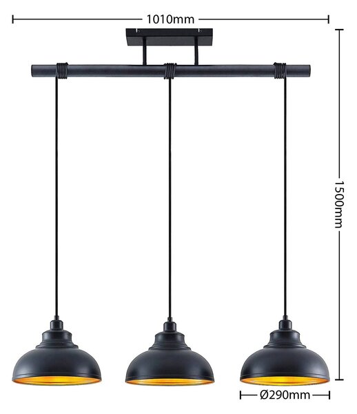Lampa wisząca Emna Lindby, możliwość ściemniania, czarny, salon / jadalnia, metal, vintage