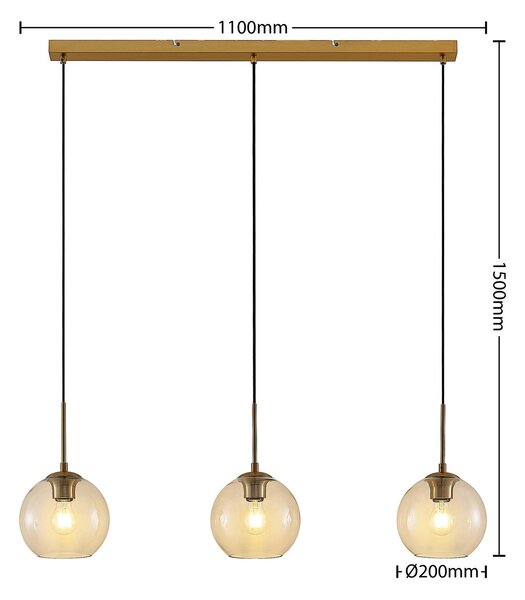 Lampa wisząca Grady Lindby, możliwość ściemniania, mosiężny / złoty, salon / jadalnia, metal, nowoczesny