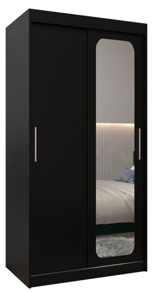 Szafa przesuwna garderoba Promo T2 100 wys. 200 cm czarny + czarny