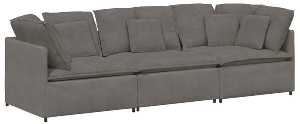 Sofa moduÅowa z poduszkami tkanina sztruksowa jasnoszara