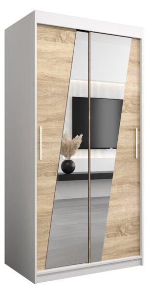 Szafa przesuwna garderoba Rhomb 100 wys. 200 cm biaÅy + sonoma