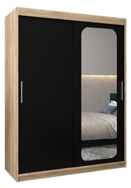 Szafa przesuwna garderoba Promo T2 150 wys. 200 cm sonoma + czarny