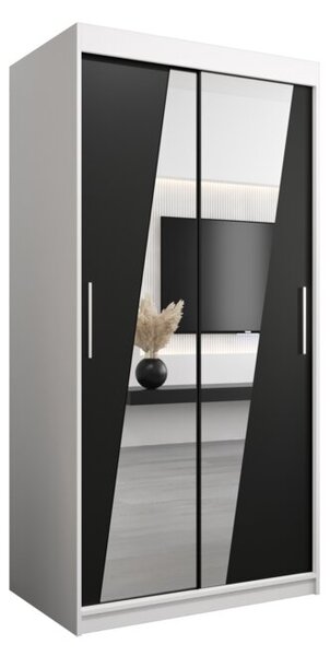 Szafa przesuwna garderoba Rhomb 100 wys. 200 cm biaÅy + czarny