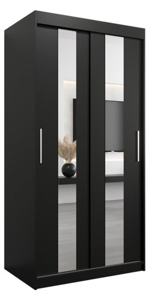 Szafa przesuwna garderoba Pole 100 wys. 200 cm czarny + czarny