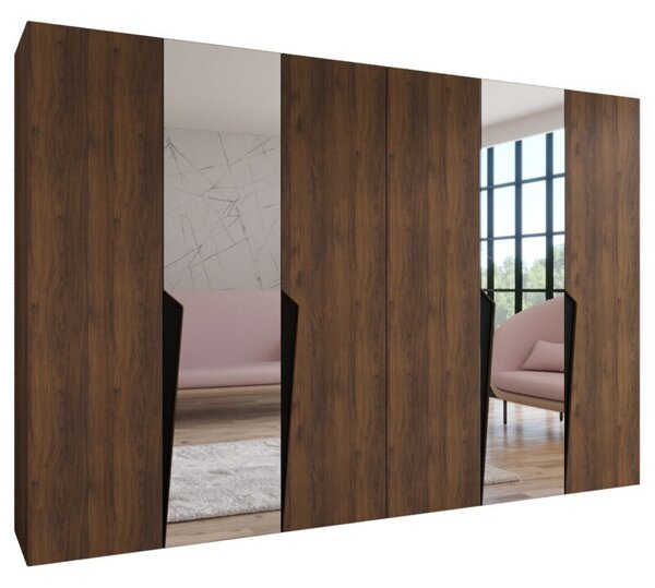 Szafa uchylna otwierana Piano 2 300 (2x150) wys. 202 cm orzech warmia + u. czarny