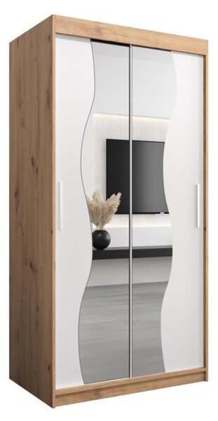 Szafa przesuwna garderoba Madryt 100 wys. 200 cm artisan + biaÅy