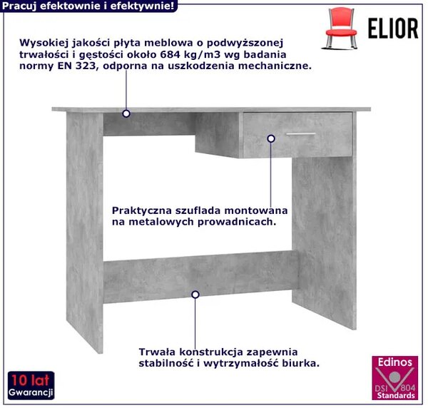 Loftowe biurko do pokoju w kolorze beton L2-S10