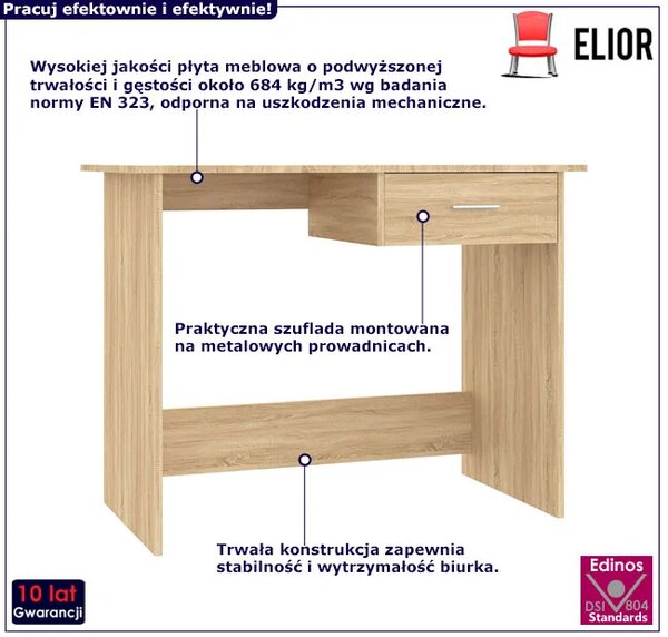 Proste biurko z jedną szufladą dąb sonoma C6-S30